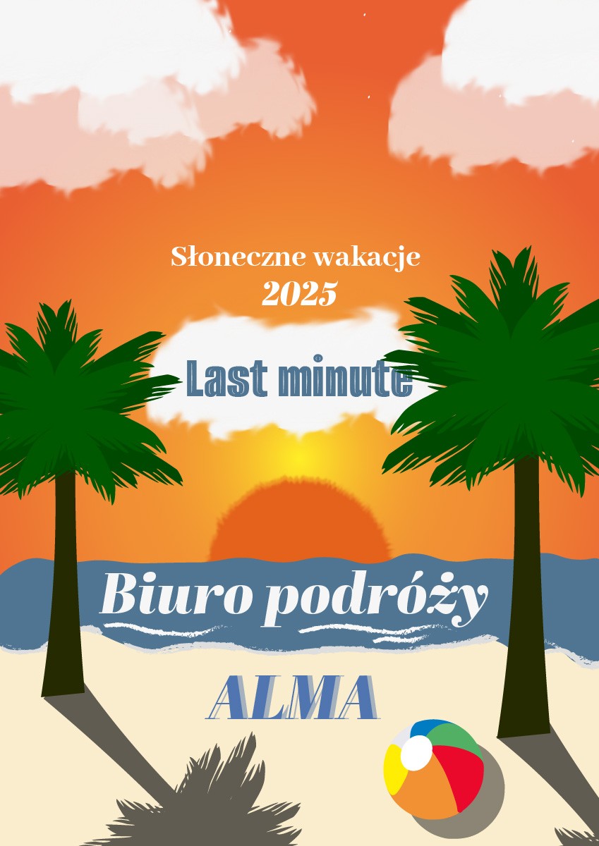 Plakat biuro podróży wykonany na zajęciach w Technik Grafiki i Poligrafii Cyfrowej w Lublinie