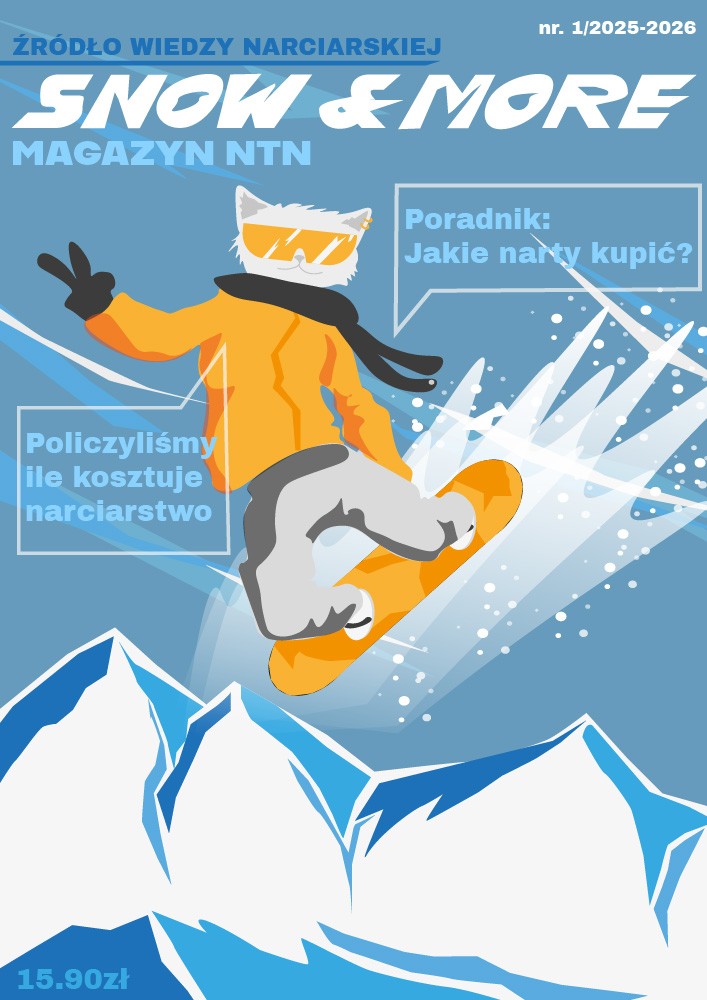 Okładka magazynu o sportach zimowych  - Grafika wykonana na zajęciach w LCKZiU - Technik Grafiki i Poligrafii Cyfrowej w Lublinie - Centrum Kształcenia Zawodowego i Ustawicznego - LCKZiU