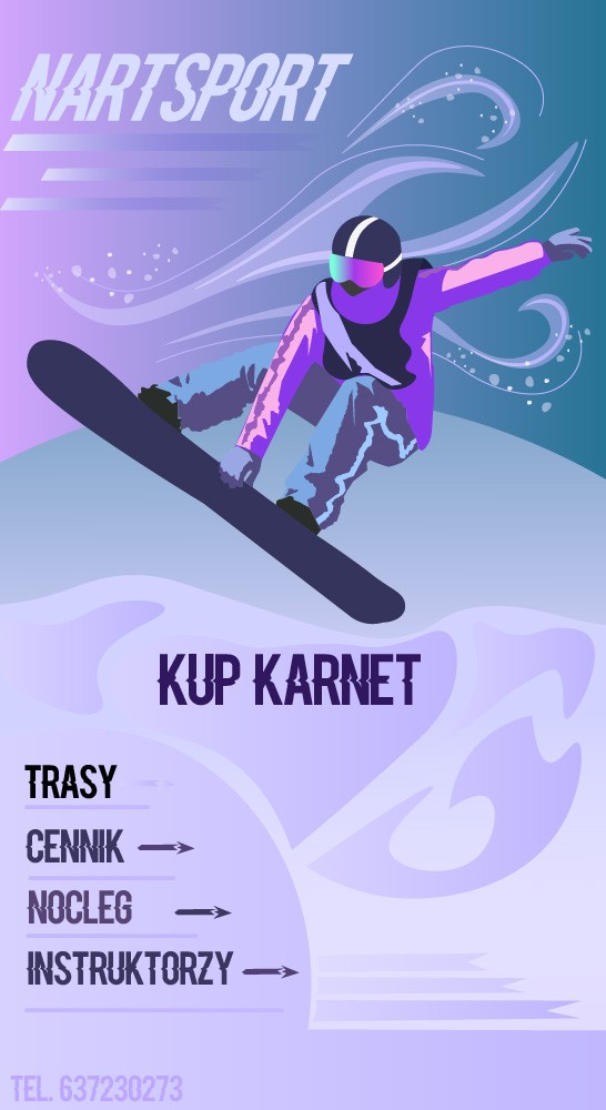 Aplikacja dla stoku narciarskiego - Grafika wykonana na zajęciach w LCKZiU - Technik Grafiki i Poligrafii Cyfrowej w Lublinie - Centrum Kształcenia Zawodowego i Ustawicznego - LCKZiU