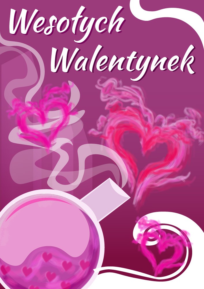 Walentynki plakat - Grafika wykonana na zajęciach w LCKZiU - Technik Grafiki i Poligrafii Cyfrowej w Lublinie - Centrum Kształcenia Zawodowego i Ustawicznego - LCKZiU