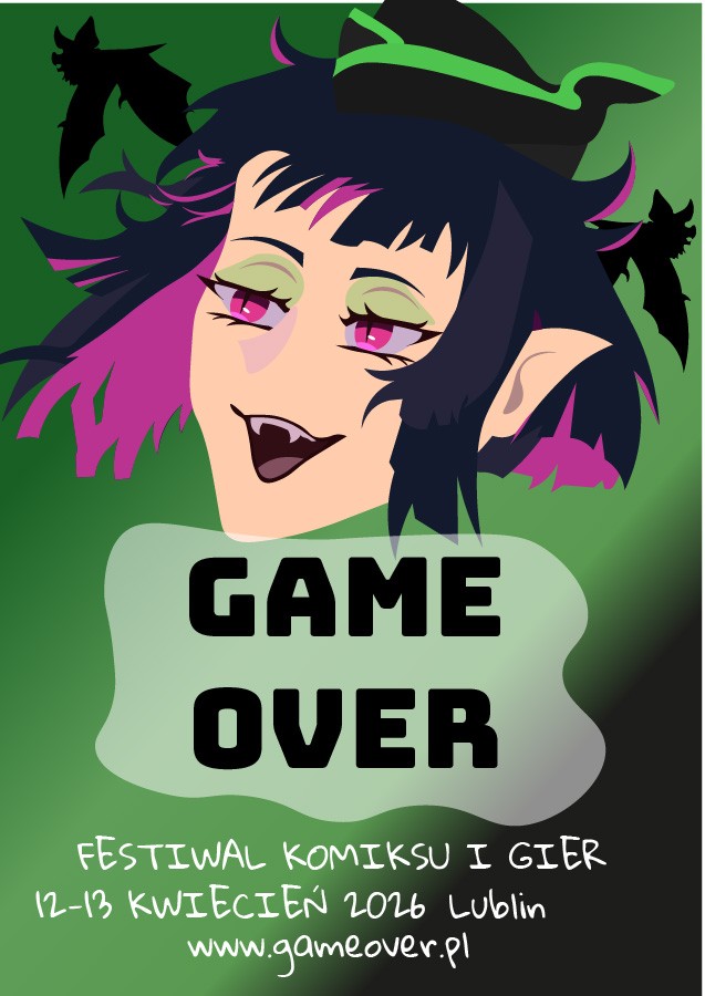 Plakat festiwal gier  - Grafika wykonana na zajęciach w LCKZiU - Technik Grafiki i Poligrafii Cyfrowej w Lublinie - Centrum Kształcenia Zawodowego i Ustawicznego - LCKZiU